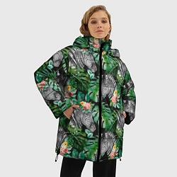 Куртка зимняя женская Зебра и листья, цвет: 3D-черный — фото 2