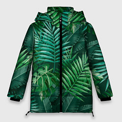 Куртка зимняя женская Tropical plants pattern, цвет: 3D-светло-серый