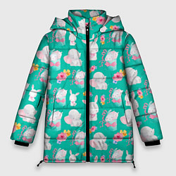 Куртка зимняя женская Маленькие зайчата, цвет: 3D-красный