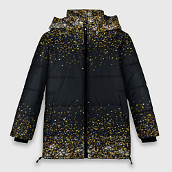 Женская зимняя куртка Золотые блестки на темном фоне Сияющий глиттер, бл