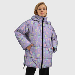Куртка зимняя женская Разноцветные буквы, цвет: 3D-черный — фото 2