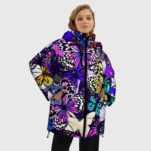 Женская зимняя куртка Бабочки Butterflies / 3D-Светло-серый – фото 3