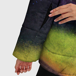 Куртка зимняя женская Горный пейзаж со звёздным небом и северным сиянием, цвет: 3D-светло-серый — фото 2