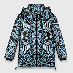 Куртка зимняя женская Абстрактный узор в дудл стиле Рисунок от руки Лини, цвет: 3D-черный