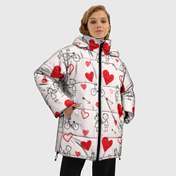 Куртка зимняя женская Романтические сердечки, цвет: 3D-светло-серый — фото 2
