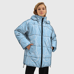 Куртка зимняя женская Вязаный светлый узор, абстракция Нежный голубой цв, цвет: 3D-светло-серый — фото 2