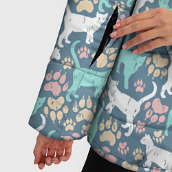 Куртка зимняя женская Кошки и следы от лап, цвет: 3D-светло-серый — фото 2