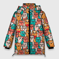 Куртка зимняя женская Милые Разноцветные Котики, цвет: 3D-светло-серый