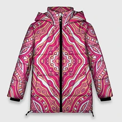 Куртка зимняя женская Абстракция Узор розового цвета, цвет: 3D-черный