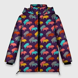Куртка зимняя женская Свиньи 18, цвет: 3D-черный
