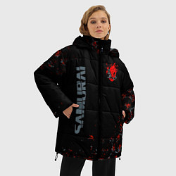 Куртка зимняя женская Cyberpunk 2077 samurai Паттерн, цвет: 3D-светло-серый — фото 2