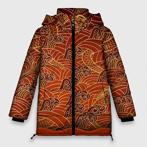 Женская зимняя куртка Япония Волны / 3D-Красный – фото 1