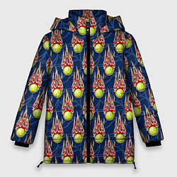 Куртка зимняя женская Теннисные мячики в огне, цвет: 3D-светло-серый