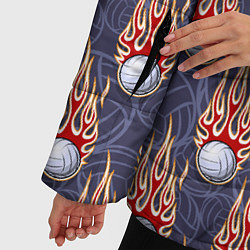 Куртка зимняя женская Волейбольные мячи в огне, цвет: 3D-светло-серый — фото 2