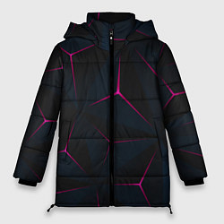 Куртка зимняя женская Неоновые углы На черном Фоне, цвет: 3D-черный