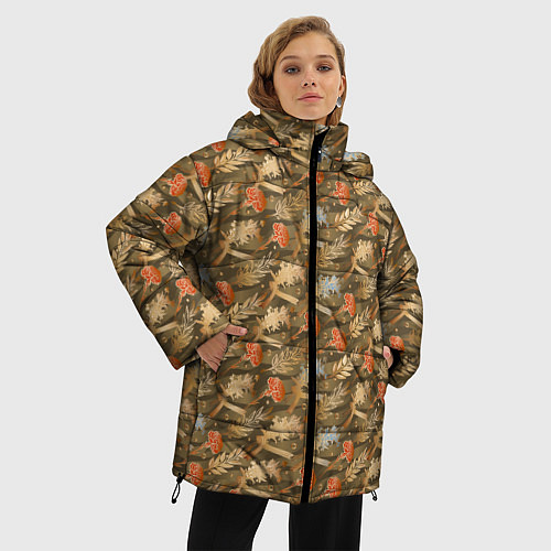 Женская зимняя куртка Гвоздики, золотой лавр, ленточки / 3D-Черный – фото 3