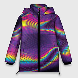 Куртка зимняя женская Neon fashion pattern Wave, цвет: 3D-светло-серый