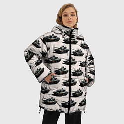 Куртка зимняя женская Танки Паттерн, цвет: 3D-светло-серый — фото 2