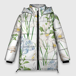 Куртка зимняя женская Цветы Утонченные и Яркие, цвет: 3D-красный