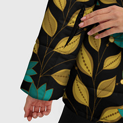 Куртка зимняя женская Золотые и зеленые листья, цвет: 3D-черный — фото 2