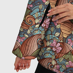 Куртка зимняя женская Паттерн волнистые узоры, цвет: 3D-черный — фото 2