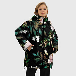 Куртка зимняя женская Цветы Полуночный Сад, цвет: 3D-светло-серый — фото 2
