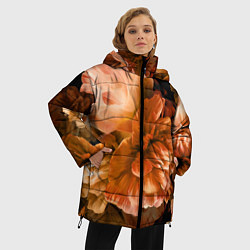 Куртка зимняя женская Цветы Пионы, цвет: 3D-черный — фото 2