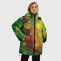 Куртка зимняя женская Кружочки на разноцветном фоне, цвет: 3D-красный — фото 2