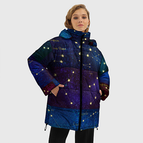 Женская зимняя куртка Самые известные созвездия Северного полушария лето / 3D-Черный – фото 3