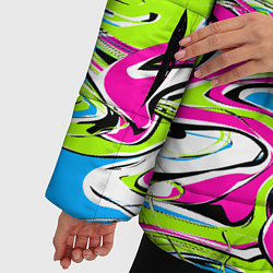 Куртка зимняя женская Абстрактные мраморные разводы в ярких цветах Поп а, цвет: 3D-светло-серый — фото 2