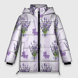Куртка зимняя женская Лавандовые бабочки, цвет: 3D-черный