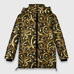 Куртка зимняя женская Золотистые узоры, цвет: 3D-светло-серый