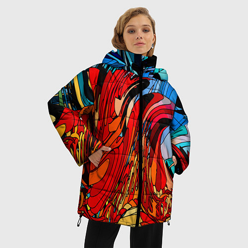 Женская зимняя куртка Abstract color pattern Fashion 2022 / 3D-Красный – фото 3