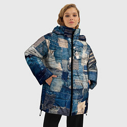 Куртка зимняя женская Patchwork Jeans Осень Зима 2023, цвет: 3D-черный — фото 2
