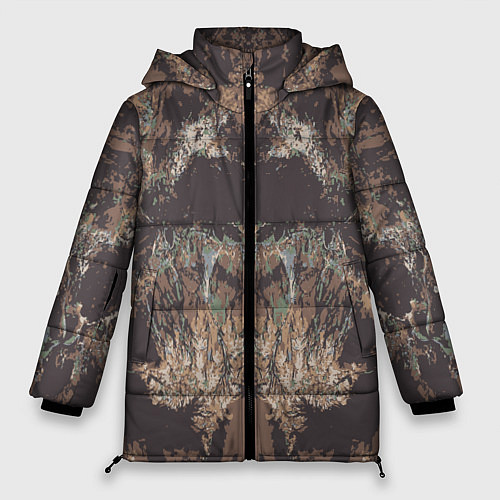 Женская зимняя куртка Абстрактный графический узор,коричневого цвета Abs / 3D-Красный – фото 1