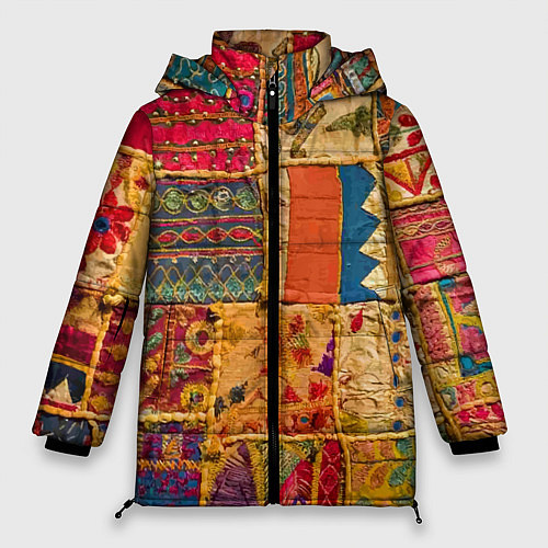 Женская зимняя куртка Пэчворк Лоскутное одеяло Patchwork Quilt / 3D-Светло-серый – фото 1