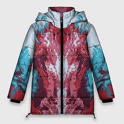 Куртка зимняя женская Абстрактный ,графический рисунок, красного и синег, цвет: 3D-красный