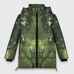 Куртка зимняя женская Абстрактный,графический рисунок зеленого цвета, цвет: 3D-светло-серый