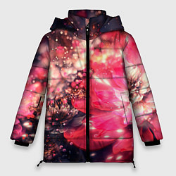 Куртка зимняя женская Нежные цветы и блестки, цвет: 3D-светло-серый