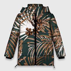 Куртка зимняя женская Цветы Приглушённые Тропики, цвет: 3D-светло-серый