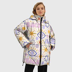 Куртка зимняя женская ХИППИ ПАТТЕРН В СТИЛЕ 70х, цвет: 3D-светло-серый — фото 2