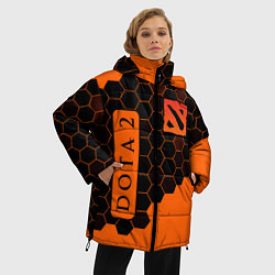 Куртка зимняя женская ДОТА 2 на фоне узоров из сот, цвет: 3D-черный — фото 2