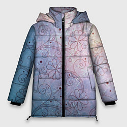 Куртка зимняя женская Градиентный вьюнок, цвет: 3D-светло-серый