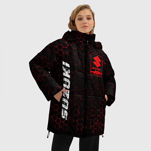 Женская зимняя куртка SUZUKI Suzuki Графика / 3D-Черный – фото 3