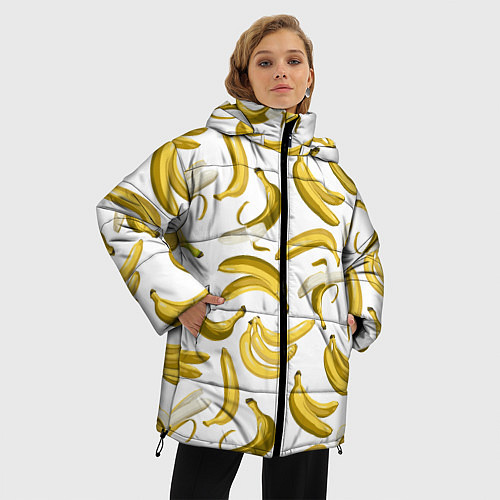 Женская зимняя куртка Кругом бананы / 3D-Черный – фото 3