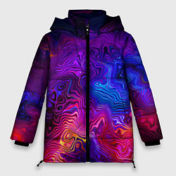 Женская зимняя куртка Цветные неоновые разводы на воде Авангард Colored