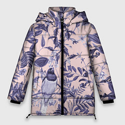 Куртка зимняя женская Цветы Флизелиновые Тропики, цвет: 3D-светло-серый