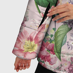 Куртка зимняя женская Цветы Розовые Лилии и Сирень, цвет: 3D-светло-серый — фото 2