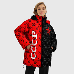 Куртка зимняя женская СОВЕТСКИЙ СОЮЗ : СЕРП И МОЛОТ : ЗВЕЗДА, цвет: 3D-красный — фото 2