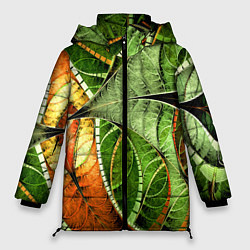 Куртка зимняя женская Растительный абстрактный фрактальный паттерн Veget, цвет: 3D-красный